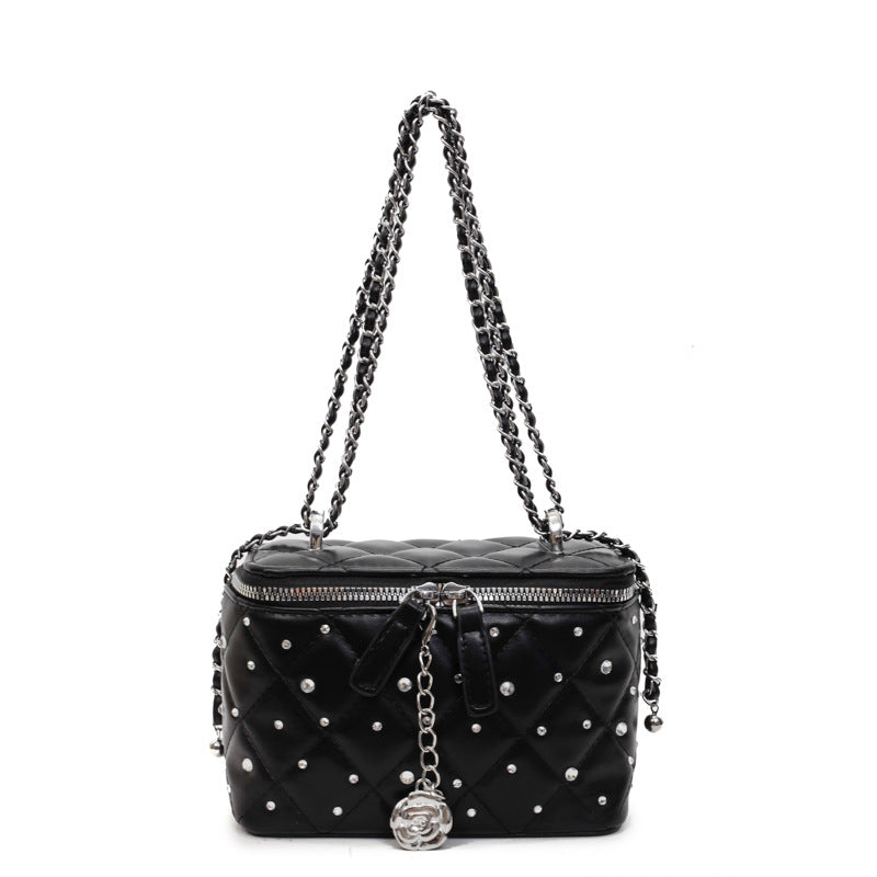 Cross-border rhombus chain bag women's 2025 new summer niche super fire messenger bag diamond box bucket bag