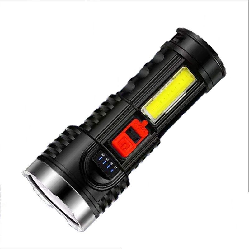 Cross-border new outdoor portable strong light flashlight USB charging OSL highlight mobile COB power LED flashlight