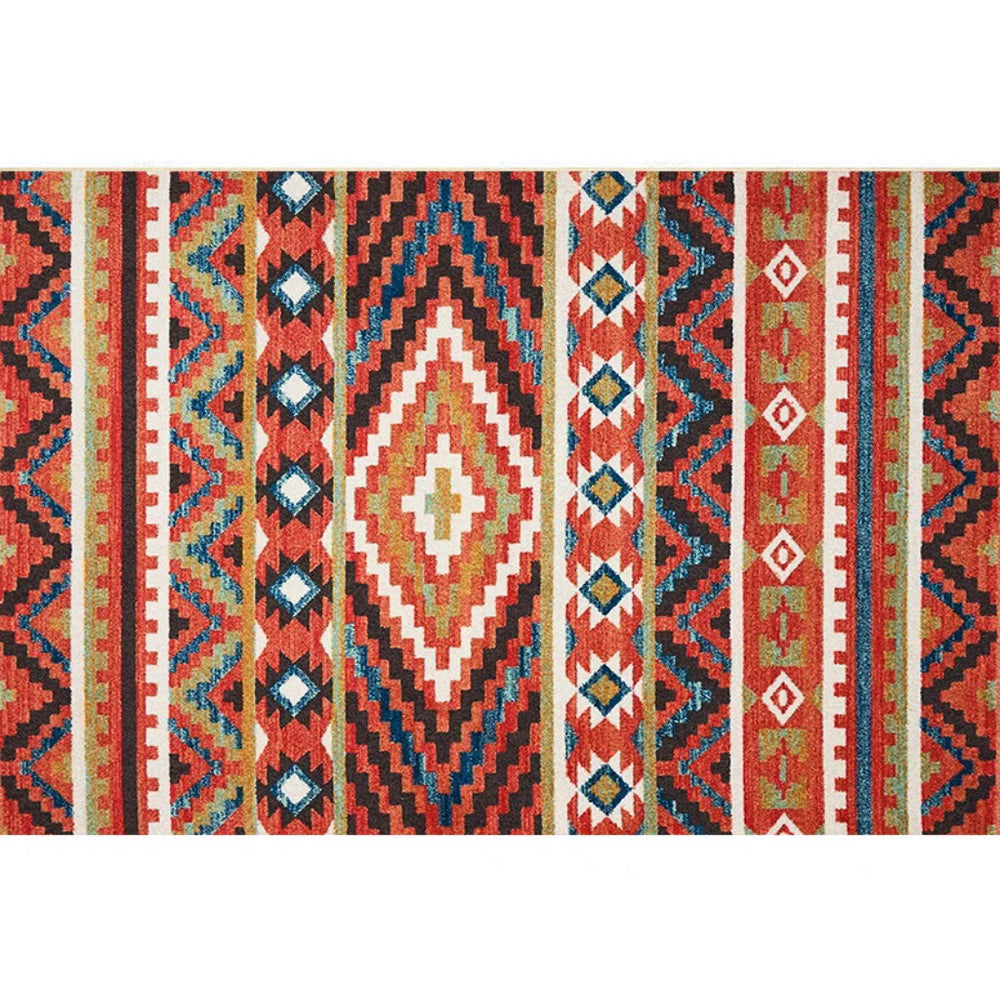 retro ethnic moroccan faux cashmere rug - durable, stain-resistant, perfect for living room coffee tables, bedroom bedside, and more