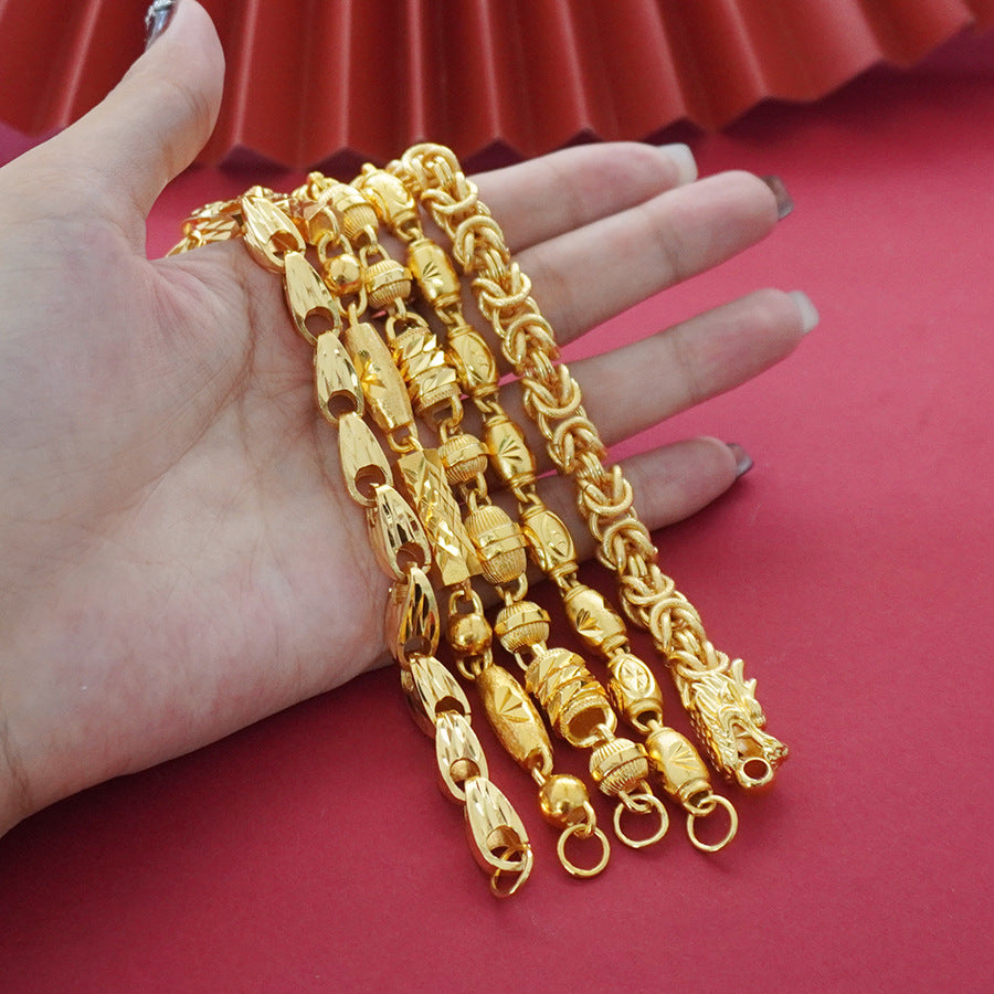 menclassyelegance 60cm sand gold necklace, cylindrical faucet necklace, rich men necklace