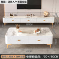 Coffee table and tv cabinet combination chanel slate + white cabinet gold airplane legs 120+180