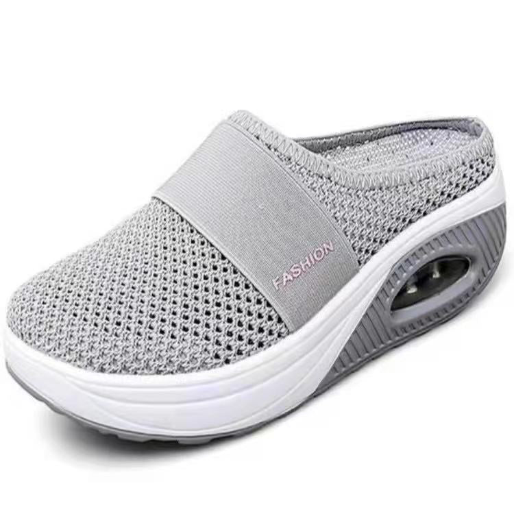 Exportplus size heelless slip-on women's lazy air cushion cut out mesh breathable toe-cap half-drag women's shoes