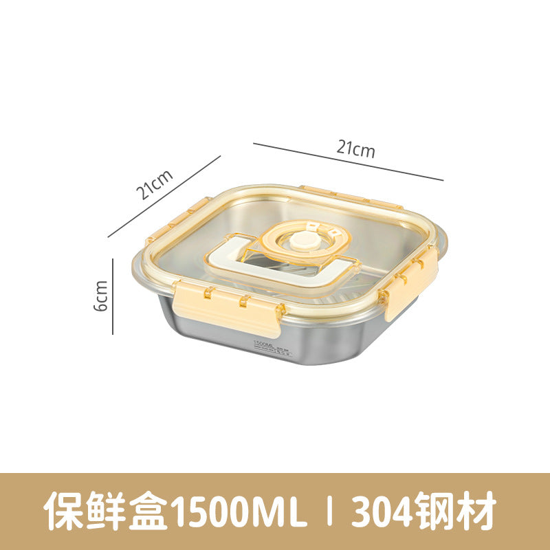 Cross-border fresh-keeping box sealed dumpling box 304 stainless steel sub-packaging refrigerator storage freezing box handle lunch box wholesale
