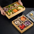 Creative nine-square grid tableware commercial hot pot restaurant barbecue restaurant beef vegetable platter bamboo tray divided grid dinner plate