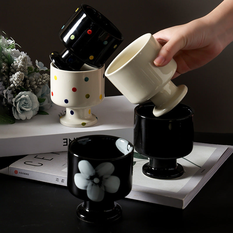 Niche styleins creative stylish ceramic handle cup retro high-looking office coffee cup afternoon tea goblet
