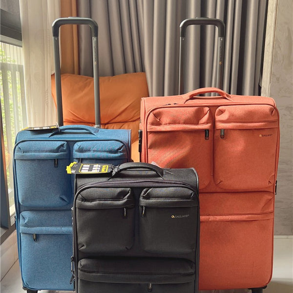 Foreign trade Oxford cloth suitcase Ultra-clear canvas trolley case 20 inch boarding case Large capacity checked travel bag 28