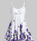cross-border  european and american women's fashion 3d floral ruched waist dress