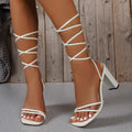 high heel flat bottom square toe strap street easiest for matchfashioncasual breathable roman style grids one strap low heel