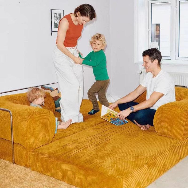 Maillard retro style corduroy living room small apartment medieval foldable lazy fabric sofa bed combination
