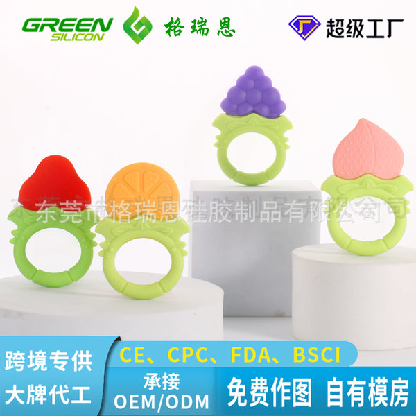 Baby Fruit Rings Toothpaste Newborn Teeth Grinder Food Grade Silicon Bite Baby Teething Toy
