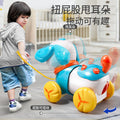 Kids' pull-along dog toy: educational, early learning, money bank, musical, light-up, crawling, interactive toy with touch-sensitive feeding feature