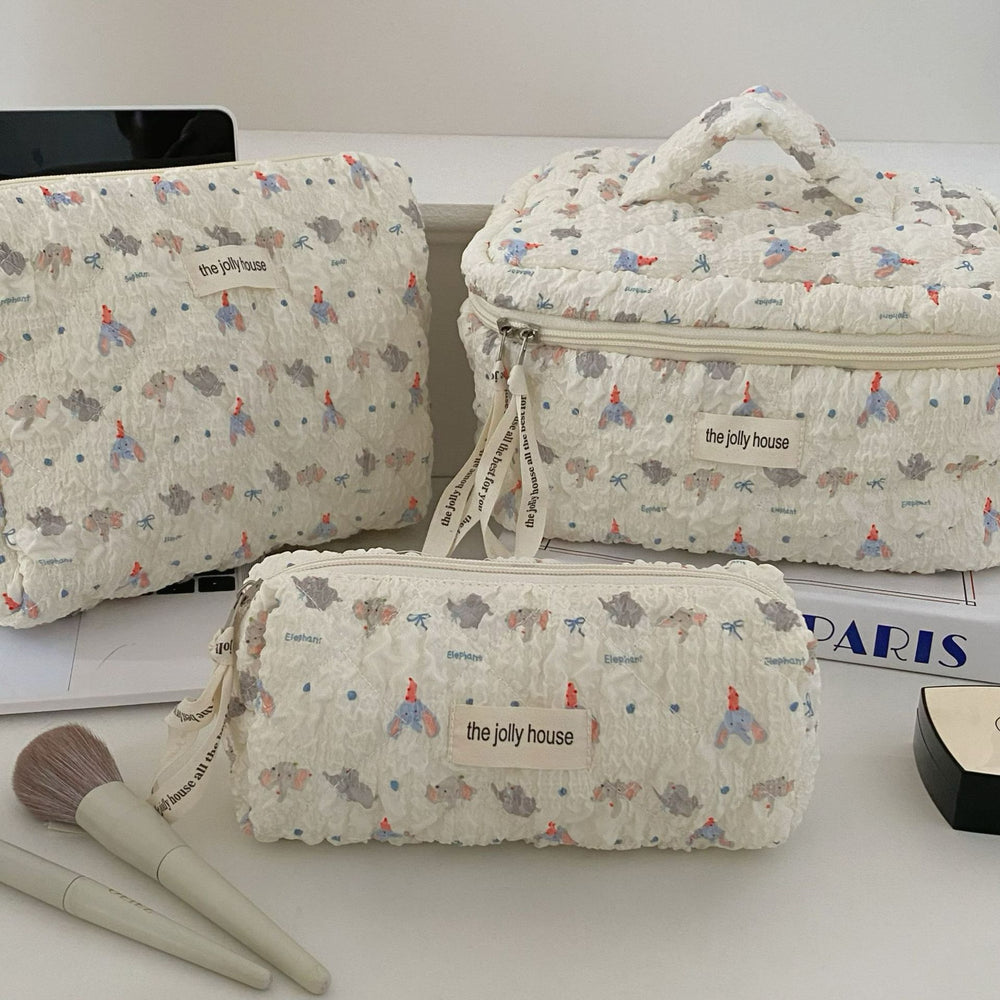Cute and fresh bowknot makeup bag - large capacity student dorm storage pouch & pencil case set