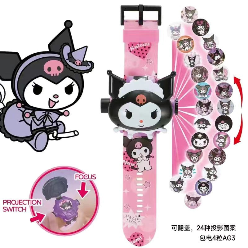 Sanrio kids' projector watch - new 2024 toy for toddlers & girls - cute princess shara light-up early education cartoon watch