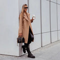 e-commerce european and american women's clothing   spring double-breasted mid-length woolen casual coat