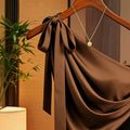 Amazon  cross-border e-commerce new arrival  solid color satin ruched bow blouse top