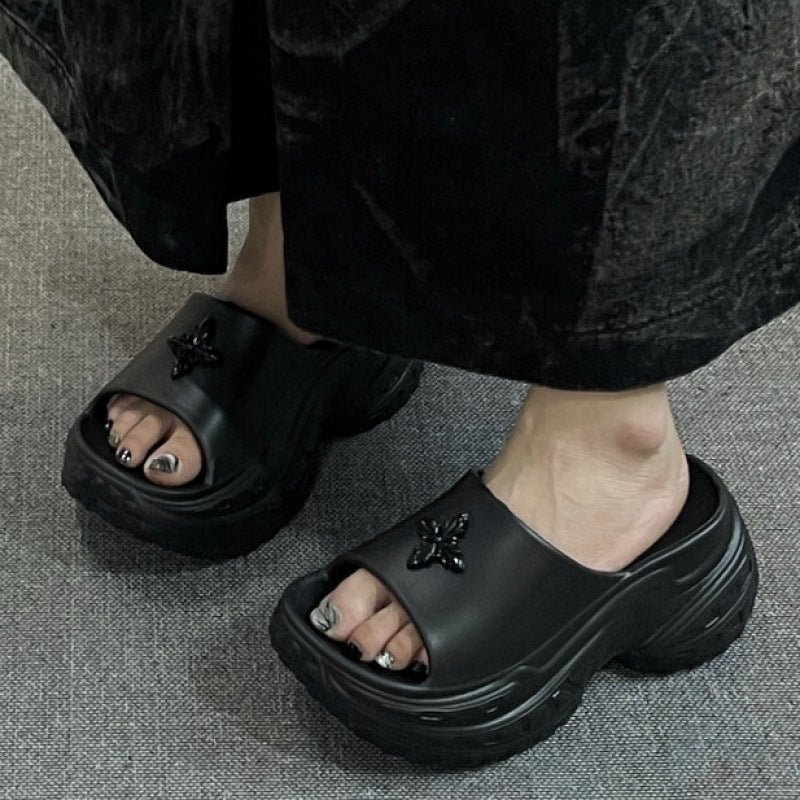 Trending chunky heel slides for women - summer 2025 new fashion high heel sandals - wedge heel slides for women's outdoor wear