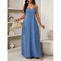 Amazon european and american bohemian style backless loose dress women's  summer new simple skirt