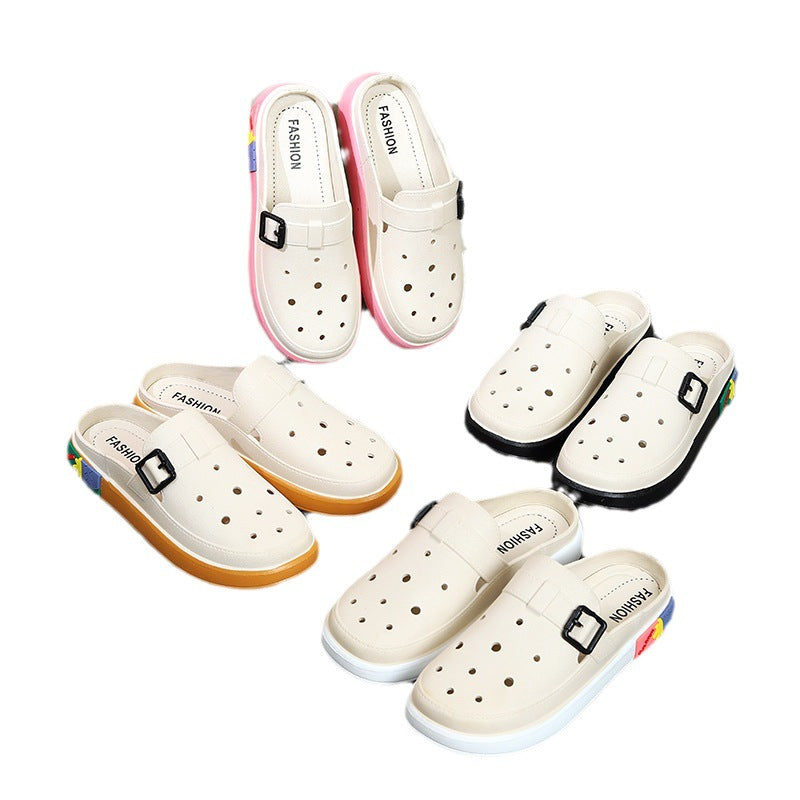 Women's anti-odor height increasing platform clogs - summer fashion outdoor beach shoes with detachable diy accessories and waterproof design