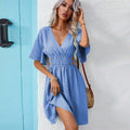 Amazon cross-border fashion: elegant a-line midi dress - new summer collection, high-waisted, ruched detail
