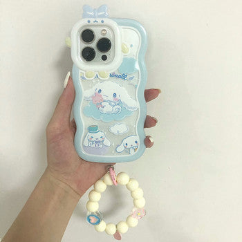 Wavy little monster case for apple iphone 16, iphone 12 pro cinnamoroll cartoon tpu glossy protective cover