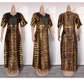 European and american african women's printed loose robe plus size long dress   rhinestone dress in stock