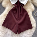 French style bowknot romper - summer high-waisted slimming jumpsuit for petite women - simple and chic