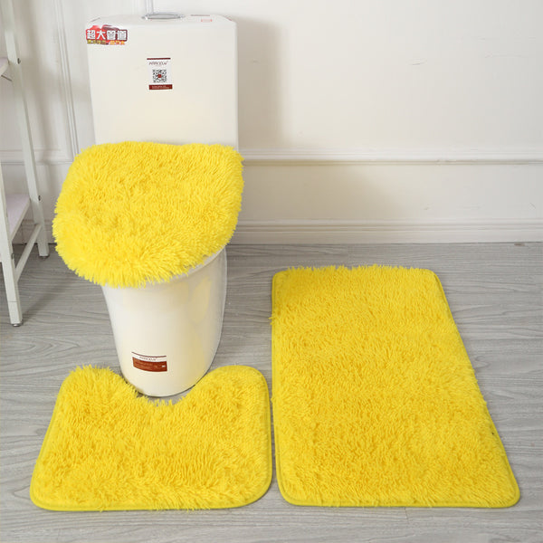 Cross-border delivery bathroom bathroom toilet bathtub Nordic wind floor mat pvc non-slip mat three-piece silk wool carpet