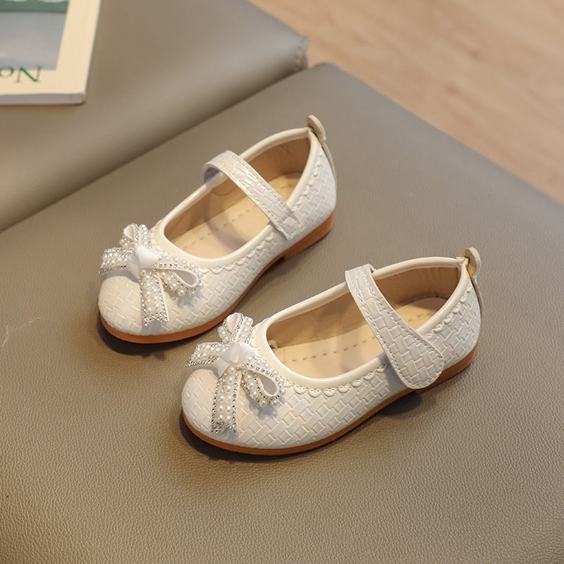 Girls' princess shoes - new spring/autumn  collection: stylish crystal embellished leather shoes for little girls, soft sole flats