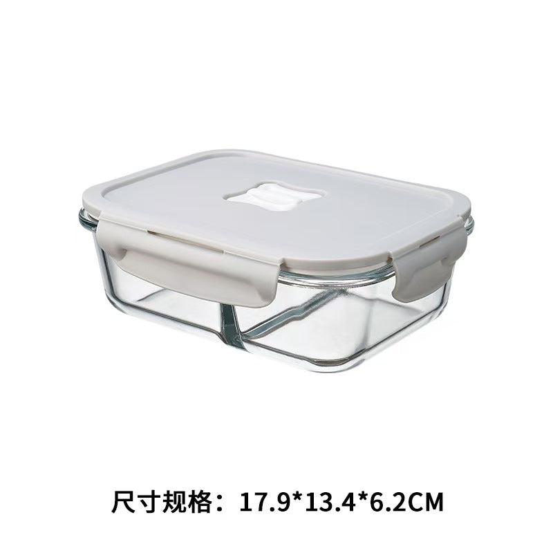 Glass lunch box microwave heating bento separation high value fresh-keeping box wholesale student office workers large capacity bento