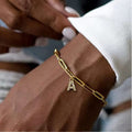 Exportnew arrival paper clip chain letter pendant bracelet anklet fashionfashion diamond letter anklet bracelet for women