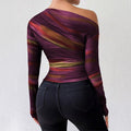 Amazon fashion women's slim-fit one-shoulder long sleeve t-shirt top for autumn/winter  - cross-border e-commerce