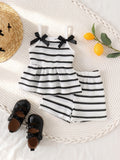 Baby clothing kids set children outfit black and white stripes camisole tops+shorts
