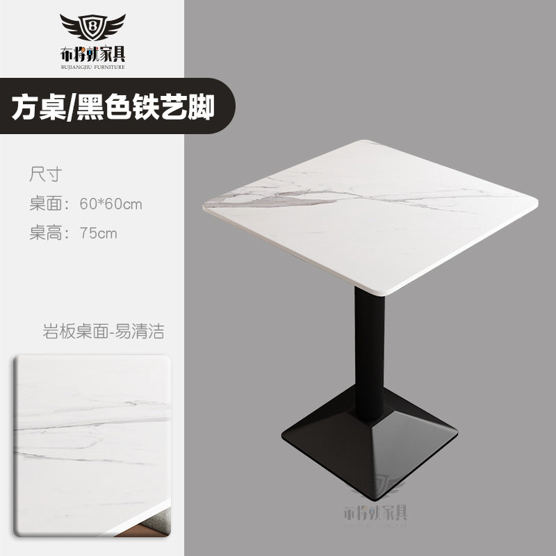 Bar table and chair combination, rock slab canteen dining table, commercial milk tea shop long table, reception and negotiation, cafe small round table