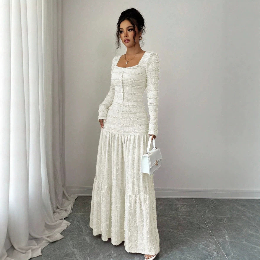 european and american cross-border women's high-waisted a-line skirt - slimming, casual, versatile, mid-length a-line ruffle tiered skirt