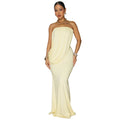 C7797 cross-border  new women's bandeau drape mermaid maxi dress sexy bodycon evening gown