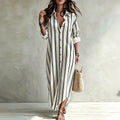 Exportplus sizelazy style shirt skirtcontrast colorvertical stripesrollablelong sleevesloose flesh-coveringlongbeach sun protection