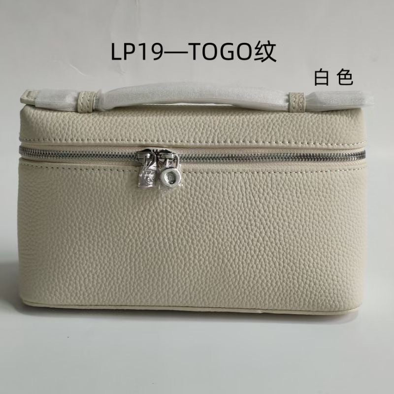 Lp19 genuine leather lunch box bag new arrival gigi same style kelly bag pebbled cowhide satchel bag simple shoulder bag for women