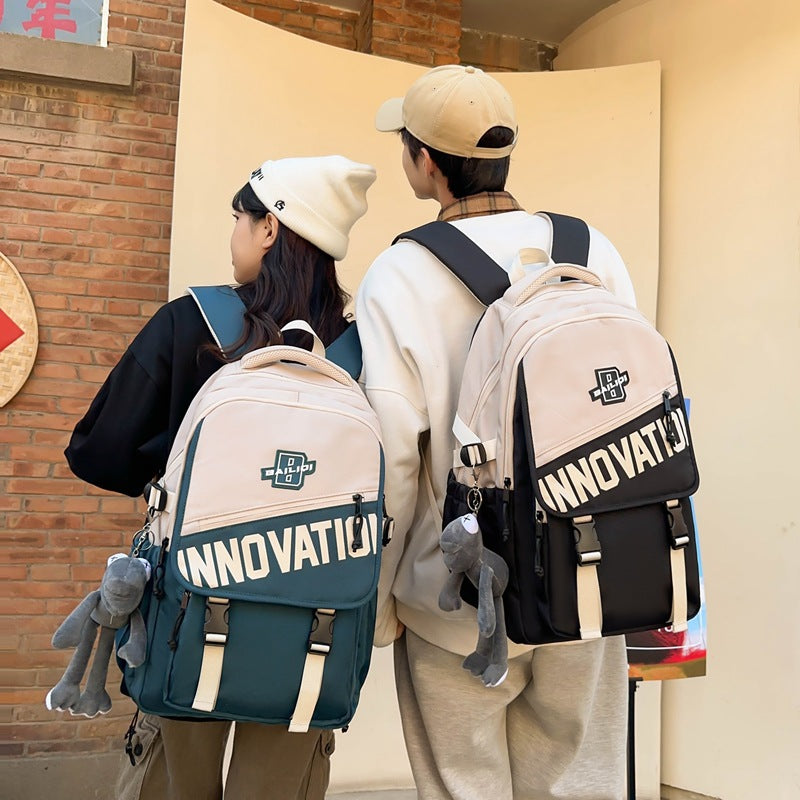 New large-capacity schoolbag, high school student fashion trend backpack, computer bag, strong and durable backpack.