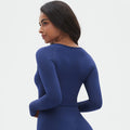 fashion seamless knittingpure color tight high elastic yoga clothes long sleeves sports running fitness yoga tops women