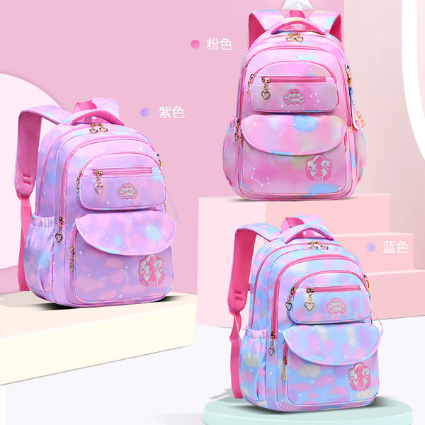 The new 2023 gradual change colorful children's schoolbag large capacity to reduce the burden of spine protection 1-6 grade primary school students backpack