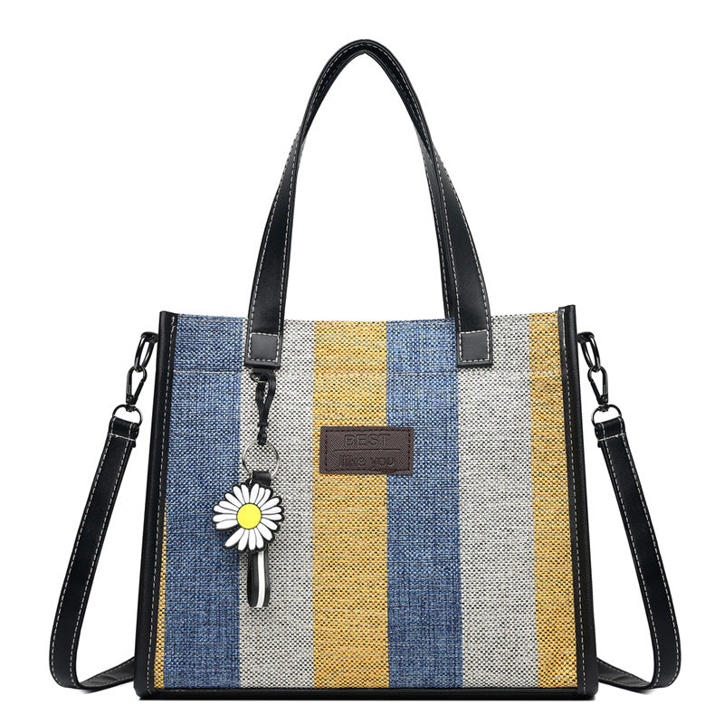 2024 new women's fashion shoulder bag crossbody bag canvas bag color block handbag minimalist versatile tote bag