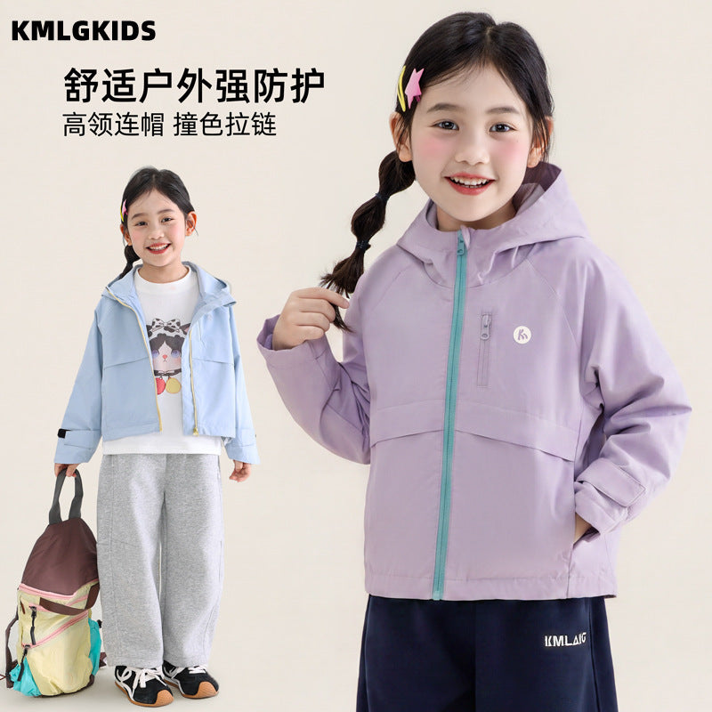 【factory wholesale】girls' outdoor windproof jacket - new autumn collection, kids' hooded outerwear for toddlers and young children - wholesale