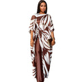 African print robe and pants set - drawstring tie-up loose top with casual wide-leg pants two-piece set