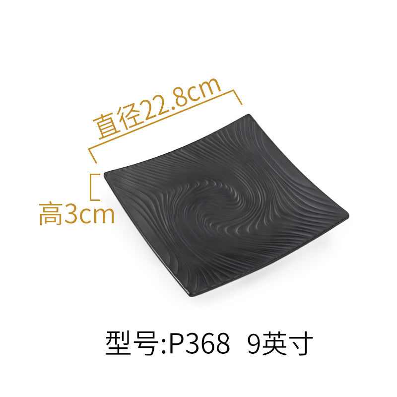 Melamine black tableware plastic dish imitation porcelain dinner plate cold dish plate barbecue hot pot plate barbecue restaurant plate commercial