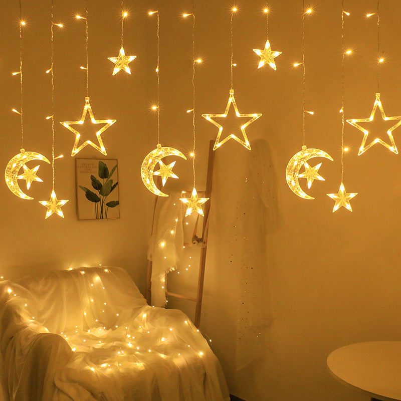 LED star lights, small colorful lights, flashing string lights, gypsy stars, birthday scene decorations, atmosphere, room bedroom layout