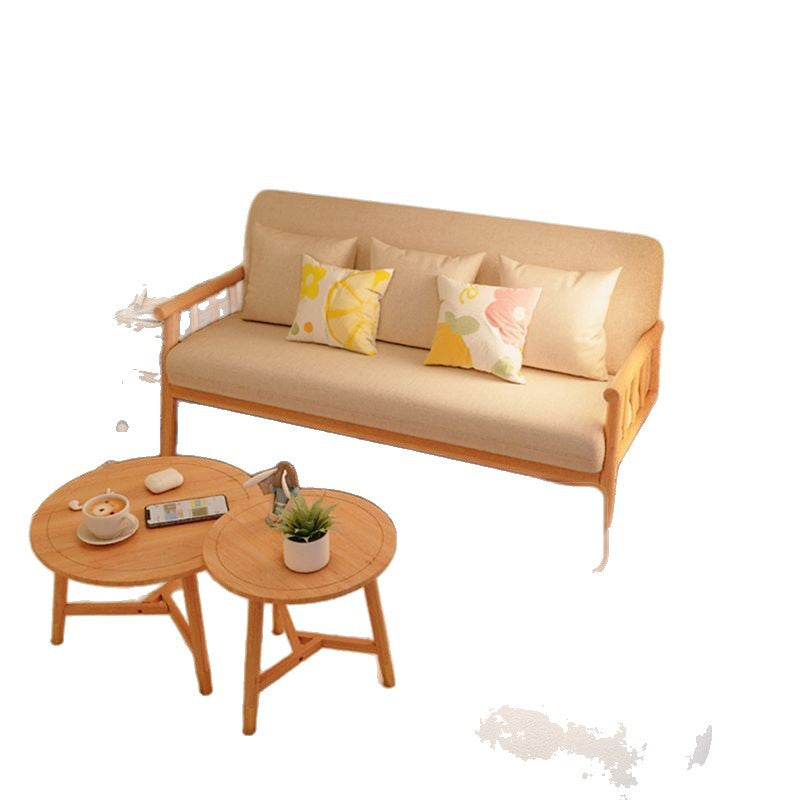 Scandinavian solid wood sofa small apartment double three-person living room clothing store japanese style simple easy modern fabric sofa