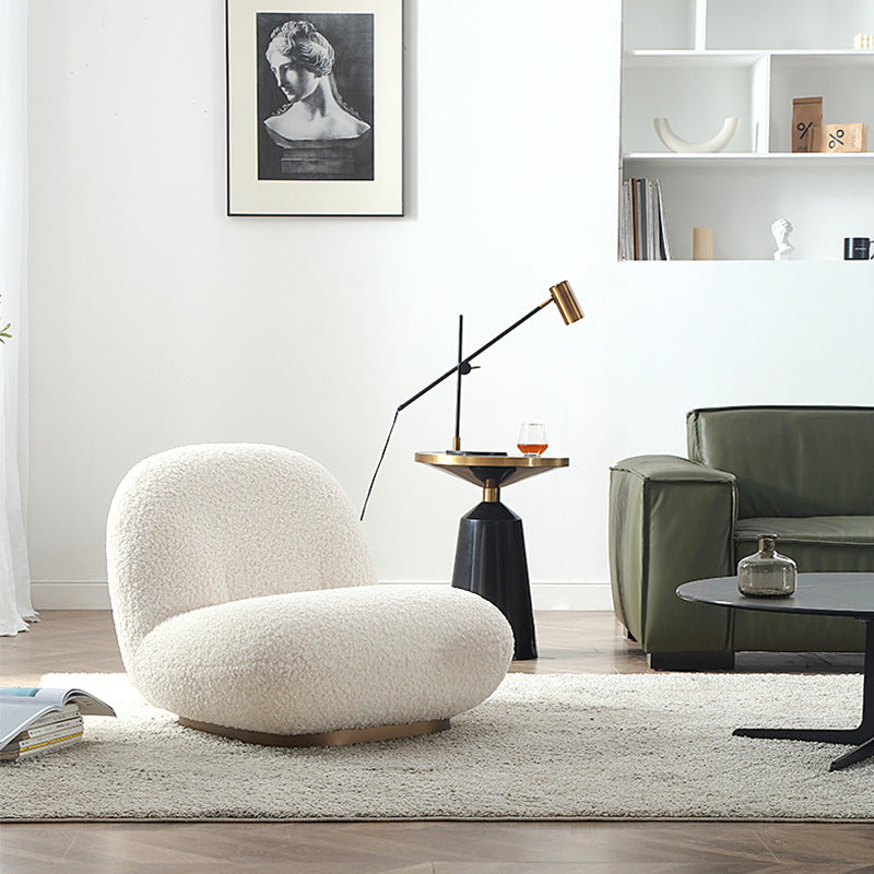 Influencer-approved "white fatty" leisure chair - lazy lounge sofa, fabric sofa, lambswool single chair, custom furniture