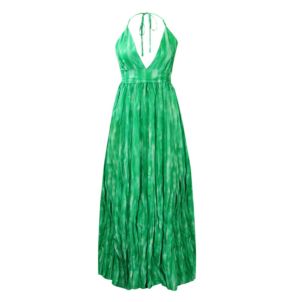 D271 women's foreign trade independent website  summer camisole sexy printed cross-border dress long gown european and american style dress