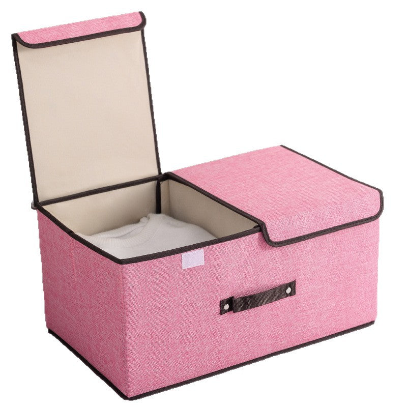 Cotton and linen double cover storage box foldable large storage box sundries sorting box covered underwear storage box wholesale