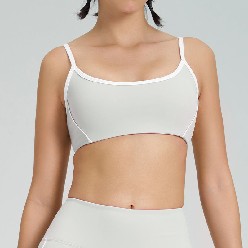thin shoulder strap detachable chest pad fitness sling nude flared pants sports intimates yoga suit for women